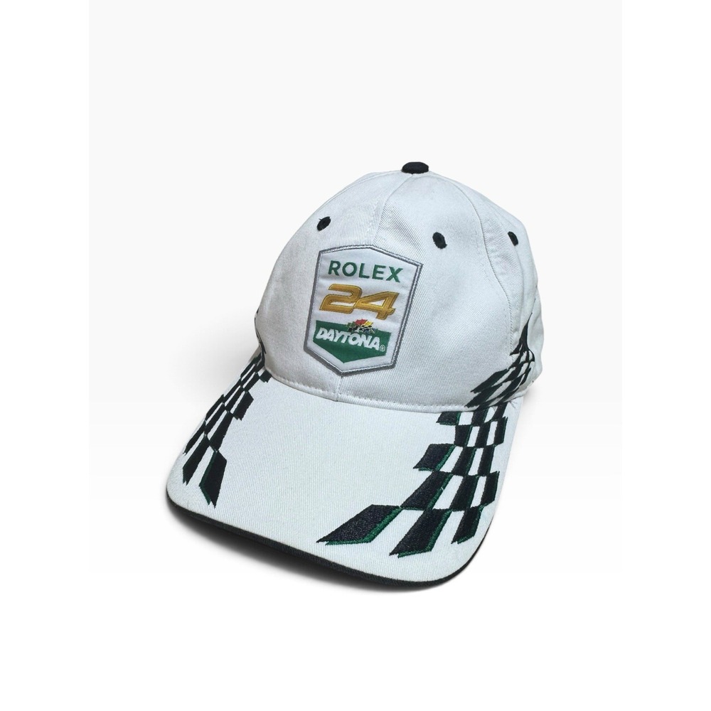 Vintage Rolex 24 At Daytona Snap Back Hat Checkered Flag Brim